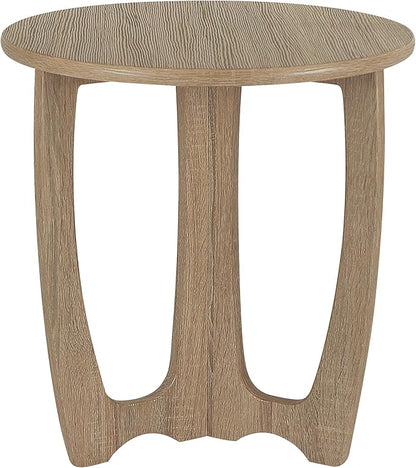 FINECASA Round End Table Small Rustic Side Table with Curved Legs Farmhouse Side Table Living Room, Bedroom, Entryway, Bedside, Nightstand (Natural) - LeafyLoom