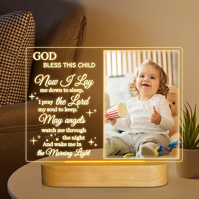 Attivolife Light up Picture Frame for Baby, Acrylic Photo Frame 3.5x5'' with LED Warm Night Light Desktop Decor Keepsake, Creative Gifts for Darling Birthday Newborn Birth Nursery Party Anniversary - LeafyLoom