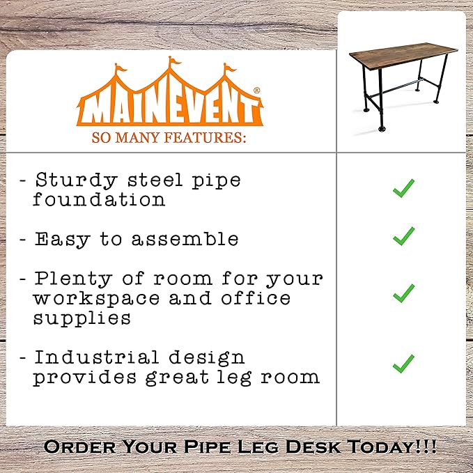 Industrial Pipe Desk Work From Home Set Up, Rustic Industrial Desk Home, Rustic Pipe Table With Industrial Pipe Desk Industrial Computer Desk Workstation Metal Industrial Desk Style Modern Study Desk - LeafyLoom