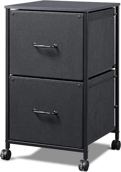 DEVAISE 2 Drawer Mobile File Cabinet, Rolling Printer Stand, Fabric Vertical Filing Cabinet fits A4 or Letter Size for Home Office, Black - LeafyLoom