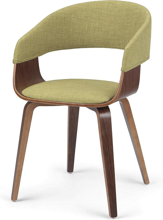 SIMPLIHOME Lowell 17 Inch Mid Century Modern Bentwood Dining Chair in Acid Green Linen Look Fabric, For the Dining Room - LeafyLoom