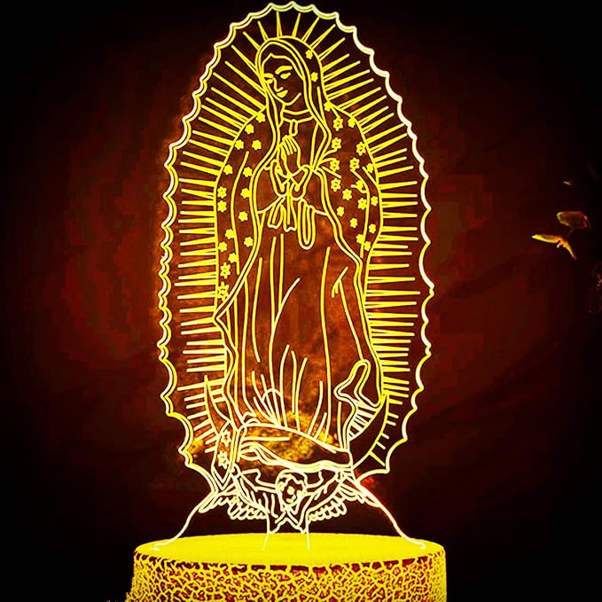 3D The Virgin Mary Night Light Table Desk Optical Illusion Lamps 7 Color Changing Lights LED Table Lamp Xmas Home Birthday Children Kids Decor Toy Gift - LeafyLoom