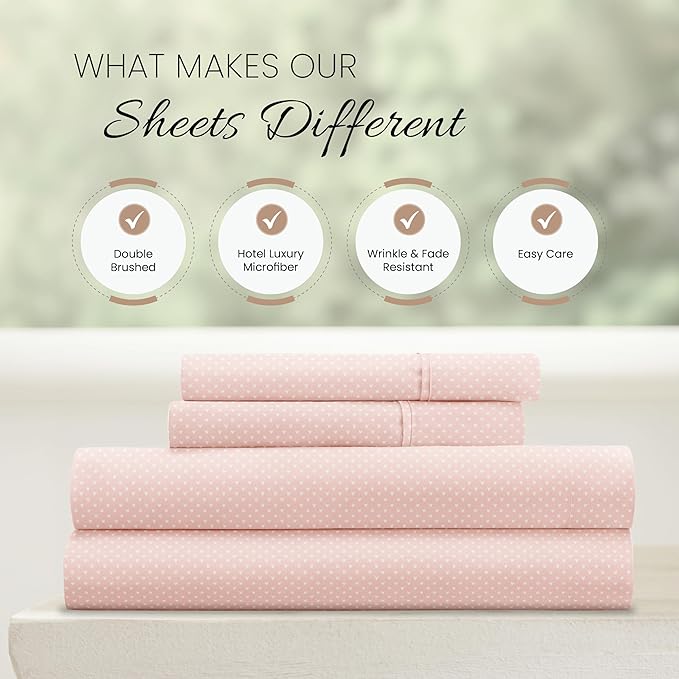 Linen Market 4 Piece California King Bedding Sheet Set (Pink Hearts) - Sleep Better Than Ever with These Ultra-Soft Cooling Bed Sheets for Your California King Size Bed - Deep Pocket Fits 16" Mattress - LeafyLoom