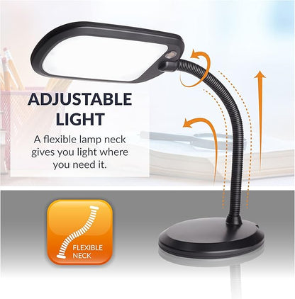 Newhouse Lighting NHDK WH Eos Reading & Craft Table LED Desk Lamp, Dimmable &Light Color Adjustable, Gooseneck Task Light, Black (NHDK-EO-BK) - LeafyLoom