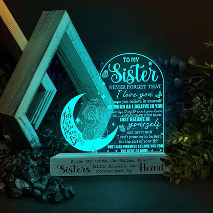 to My Sister 3D Illusion Lamp, Sister Gifts from Sisters, Sister Birthday Gifts from Brothers, Best Sister Ever Acrylic Night Light, Gift for Sister on Wedding Anniversary Christmas Valentine - LeafyLoom