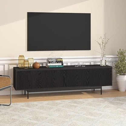 Henn&Hart Whitman TV Stand, 70" Wide, Black - LeafyLoom