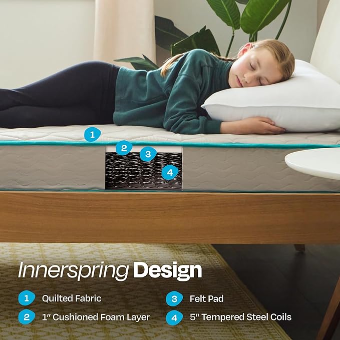 Linenspa 6-Inch Innerspring Mattress - Twin + 14-Inch Folding Platform Bed Frame - LeafyLoom