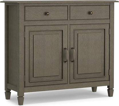 SIMPLIHOME Connaught SOLID WOOD 40 inch Wide Traditional Entryway Storage Cabinet in Farmhouse Grey for the Living Room, Entryway and Family Room - LeafyLoom