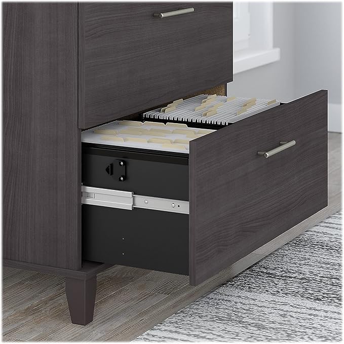 Bush Furniture Somerset 2 Drawer Lateral File Cabinet in Storm Gray - LeafyLoom