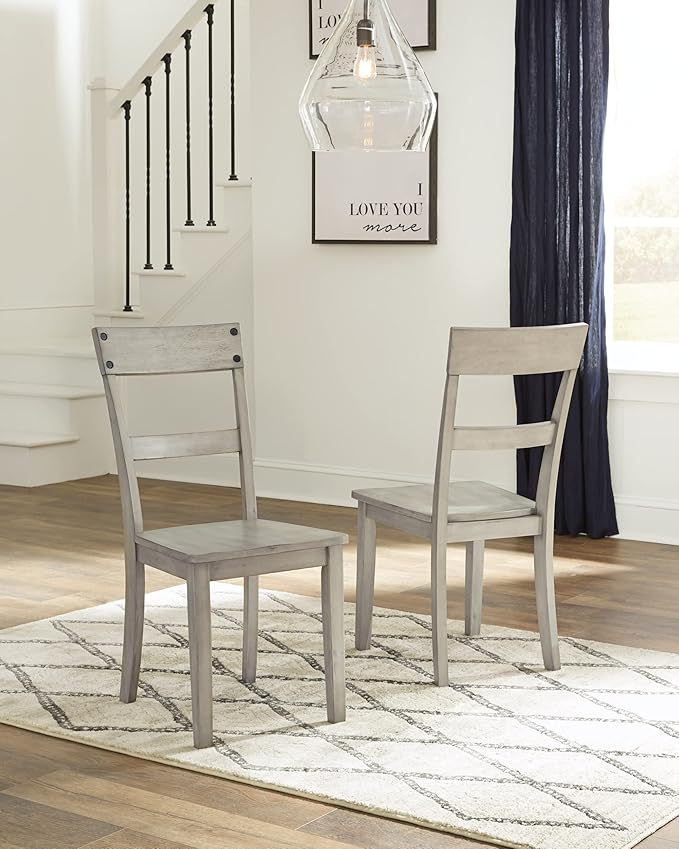 Signature Design by Ashley Loratti Modern Farmhouse 18" Weathered Wood Dining Chair, 2 Count, Gray - LeafyLoom