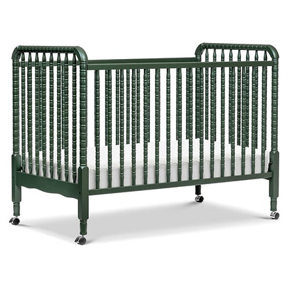 DaVinci Jenny Lind 3-in-1 Convertible Crib in Forest Green, Removable Wheels, Greenguard Gold - LeafyLoom