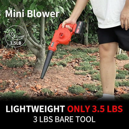 NAWIN Mini Electric Blower Kit,Leaf Blower with Battery & Charger,20V Handheld Lightweight Mini Blower for Lawn, Compact Electric Leaf Blower,Car Drying Blower Leaf Vacuum Cordless with Bag&Snowblower - LeafyLoom