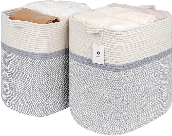 Square laundry basket Clothes Hampers for Laundry Kids Woven BasketsStorage Blanket Large Dog Toy Baskets for Organizing Slim Rectangular with Shoe Handles For Rectangle Baske Nursery - LeafyLoom