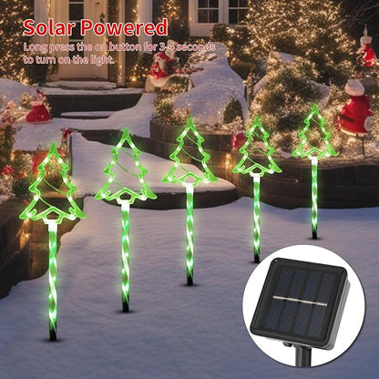 Solar Christmas Pathway Lights Outdoor Decorations, 8 Modes Xmas Tree Candy Lights Waterproof Led Garden Stake Lights for Walkway Yard Lawn Porch Holiday Decor 5-Pack (Green Xmas Tree Lights) BRIGHTDECK