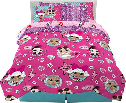 Franco Kids Bedding Super Soft Comforter and Sheet Set with Sham, 7 Piece Full Size, LOL Surprise - LeafyLoom