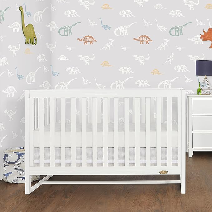 Arlo 5-in-1 Convertible Crib in White, JPMA Certified, 3 Mattress Height Settings, Non-Toxic Finish, Made of Sustainable and Sturdy Pinewood - LeafyLoom