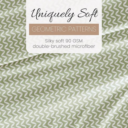 Linen Market 4 Piece Full Bedding Sheet Set (Sage Puffed Chevron) - Sleep Better Than Ever with These Ultra-Soft & Cooling Bed Sheets for Your Full Size Bed - Deep Pocket Fits 16" Mattress - LeafyLoom