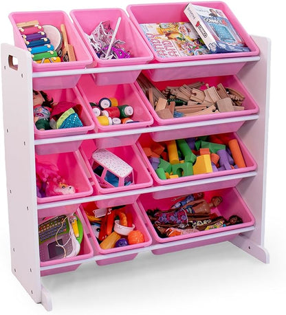 Humble Crew, White/Pink 12 Bin Toy Storage Organizer - LeafyLoom