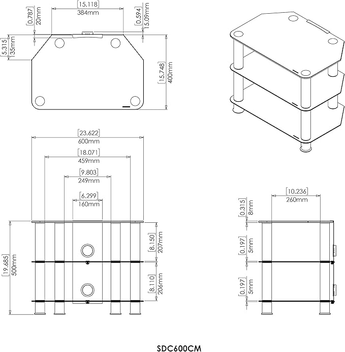 AVF Steel TV Stand with Cable Management for up to 32" TVs in Black - LeafyLoom