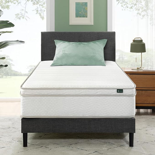 ZINUS 12 Inch Foam and Spring Hybrid Mattress [New Version], Twin, Fiberglass free, Medium Firmness, Durable Support, Certified Safe Foams & Fabric, Mattress in A Box - LeafyLoom