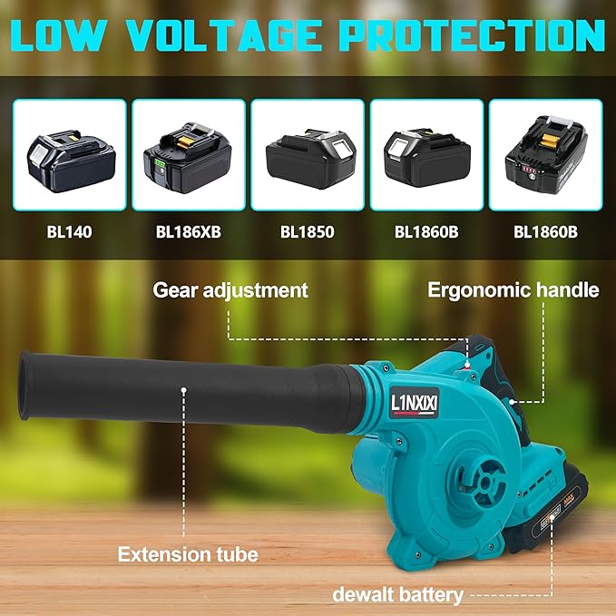 Cordless Leaf Blower for Makita 18V Battery,Electric Jobsite Air Blower with Brushless Motor,6 Variable Speed Up to 180MPH,2-in-1 Handle Electric Blower and Vacuum Cleaner(Only Tools) - LeafyLoom