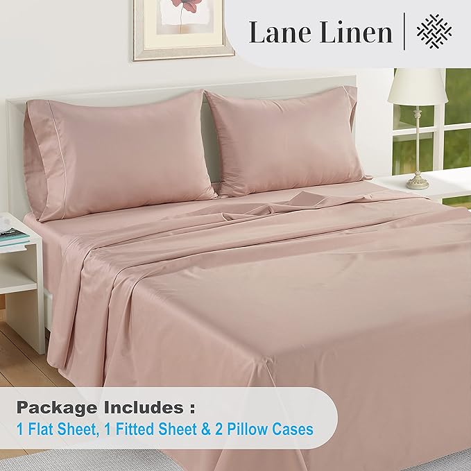 LANE LINEN 100% Egyptian Cotton Bed Sheets - 1000 Thread Count 4-Piece Full Set Long Staple Luxury Hotel Bedding Sateen Weave 16" Deep Pocket (Fits Upto 17" Mattress) Sepia Rose - LeafyLoom