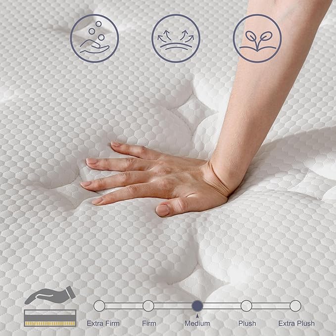 8 Inch Queen Mattresses,Hybrid Queen Size Mattress in a Box,Gel Memory Foam Medium Firm Grey Mattress,Quality Comfort and Adaptive Support Breathable Cooling Queen Mattress,CertiPUR-US. - LeafyLoom