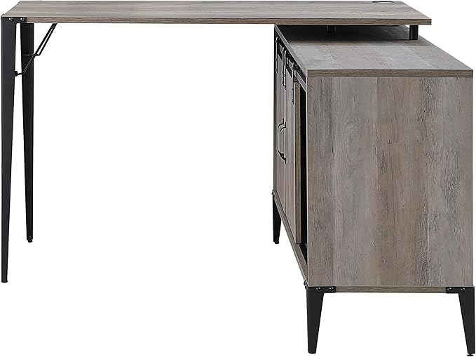 NicBex Laik-DW-00069-DX Desks, 48" W x 48" D x 31" H, Gray Oak+Black - LeafyLoom