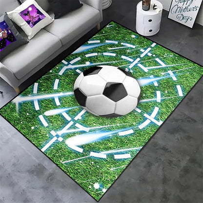 Football Rug for Boys Room - Soccer Rug for Boys Room Football Printed Rug for Kids Room Football Decor for Boys Bedroomsports Ball Doormat for Living Room Bedroom,4'×5' - LeafyLoom