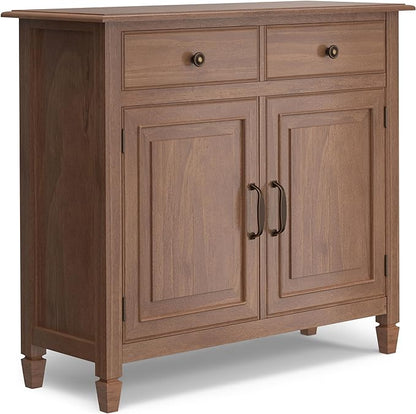 SIMPLIHOME Connaught Solid Wood 40 Inch Wide Traditional Entryway Storage Cabinet in Medium Saddle Brown, for The Living Room, Entryway and Family Room - LeafyLoom