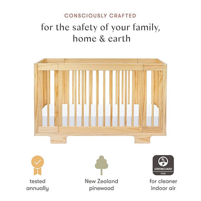 Babyletto Yuzu Convertible All-Stages Bassinet, Midi, Full-Size Crib in Natural, Greenguard Gold Certified, Portable & Adjustable with Conversion Kits and Pads Included - LeafyLoom