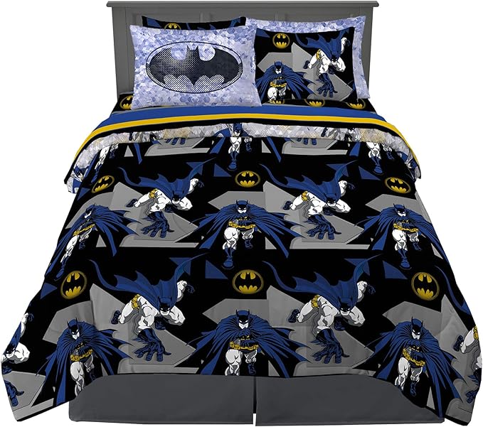 Franco Kids Bedding Super Soft Comforter and Sheet Set with Sham, 7 Piece Full Size, Batman - LeafyLoom