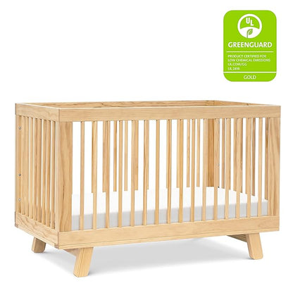 babyletto Hudson 3-in-1 Convertible Crib with Toddler Bed Conversion Kit in Natural, Greenguard Gold Certified - LeafyLoom