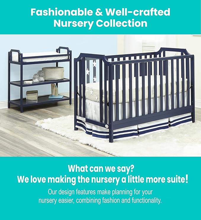 Suite Bebe Celeste 3 in 1 Convertible Island Crib Wood and Acrylic, Navy Blue - LeafyLoom