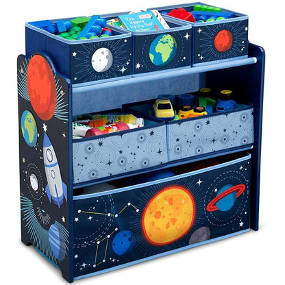 Delta Children Space Adventures Design & Store 6 Bin Toy Storage Organizer - Greenguard Gold Certified, Blue - LeafyLoom