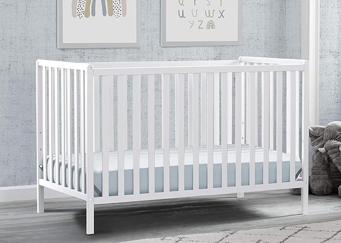 Delta Children Heartland 4-in-1 Convertible Crib - Greenguard Gold Certified, Bianca White - LeafyLoom