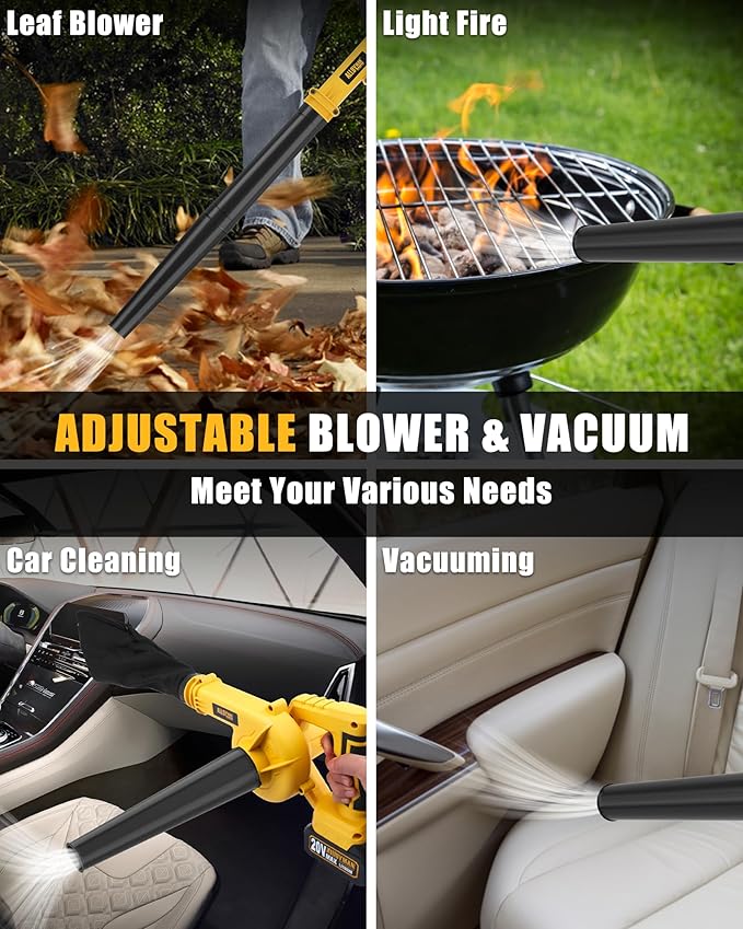 Alloyman Leaf Blower, 20V Cordless Leaf Blower, with 4.0Ah Battery & Charger, 2-in-1 Electric Leaf Blower & Vacuum for Yard Cleaning/Snow Blowing. - LeafyLoom