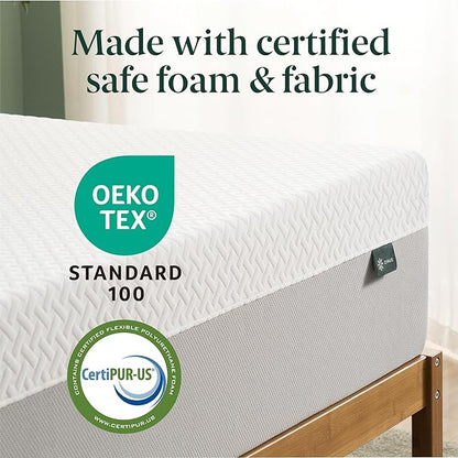 ZINUS 10 Inch Green Tea Essential Memory Foam Mattress [New Version], King, Fiberglass Free, Medium Feel, Breathable Airflow Memory Foam, Certified Safe Foams & Fabric, Mattress in A Box - LeafyLoom