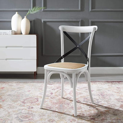 Modway Gear Side, Dining Chair, White Black - LeafyLoom