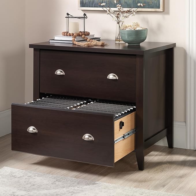 Sauder Summit Station 2-Drawer Lateral File Cabinet, L: 33.86" x W: 20.87" x H: 29.02", Cinnamon Cherry finish - LeafyLoom