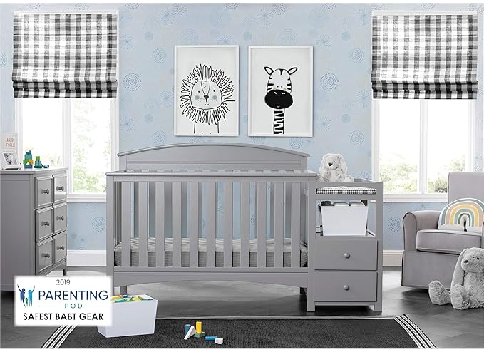 Delta Children Abby Convertible Crib and Changer, Grey - LeafyLoom