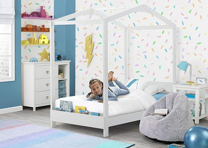 Delta Children Poppy House Wood Twin Bed, Platform Bed - No Box Spring Needed, Bianca White - LeafyLoom