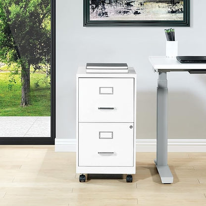 OSP Home Furnishings 2 Drawer Mobile Locking Metal File Cabinet, White - LeafyLoom