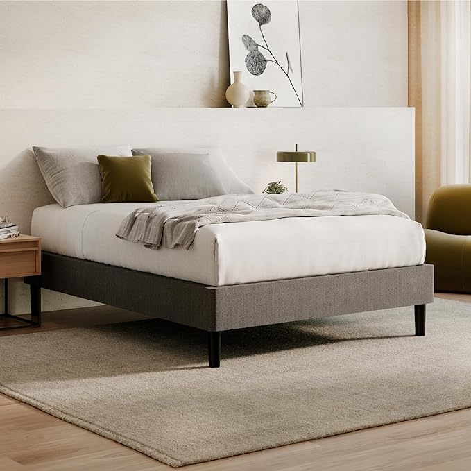 Nectar Premier Twin Mattress 13" - Medium Firm Gel Memory Foam Mattress - 5 Layers of Comfort & Bed Frame - Twin - Grey - 8 Inch Legs - Sturdy Wooden Slats for Support - Steel Frame - LeafyLoom