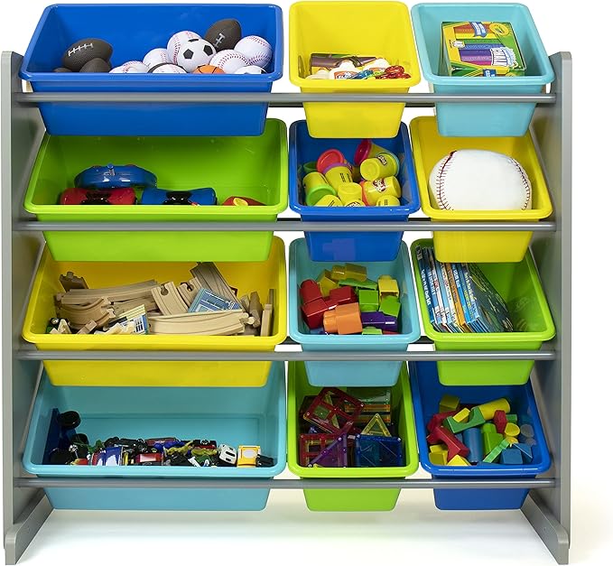 Humble Crew Toy Storage Organizer, Grey/Blue/Green/Yellow 34x11x31 inches,12x9x6 inches,16xx12x6 inches - LeafyLoom