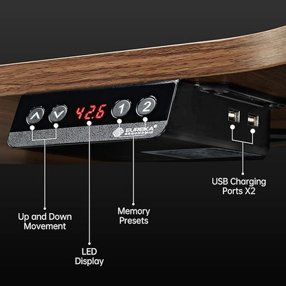 EUREKA ERGONOMIC Standing Desk Electric Adjustable Height (61"x43") Computer Desk with Keyboard Tray Sit Stand Desk L Shaped Desk for Work/Home Office,Dual Motor,Memory Presets,2 USB/RGB,Walnut/Right - LeafyLoom