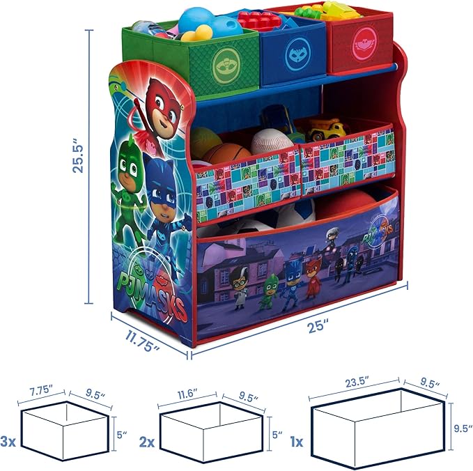 Delta Children Multi-Bin Toy Organizer, PJ Masks - LeafyLoom