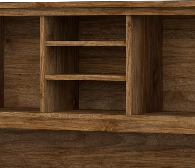 Bush Furniture Somerset Desk Hutch, Attachment with Shelves and Cabinets for Home Office, 72W, Fresh Walnut - LeafyLoom