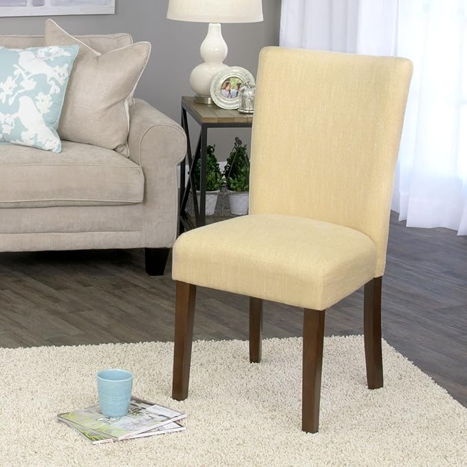 HomePop Parsons Classic Upholstered Accent Dining Chair, Single Pack, Yellow - LeafyLoom