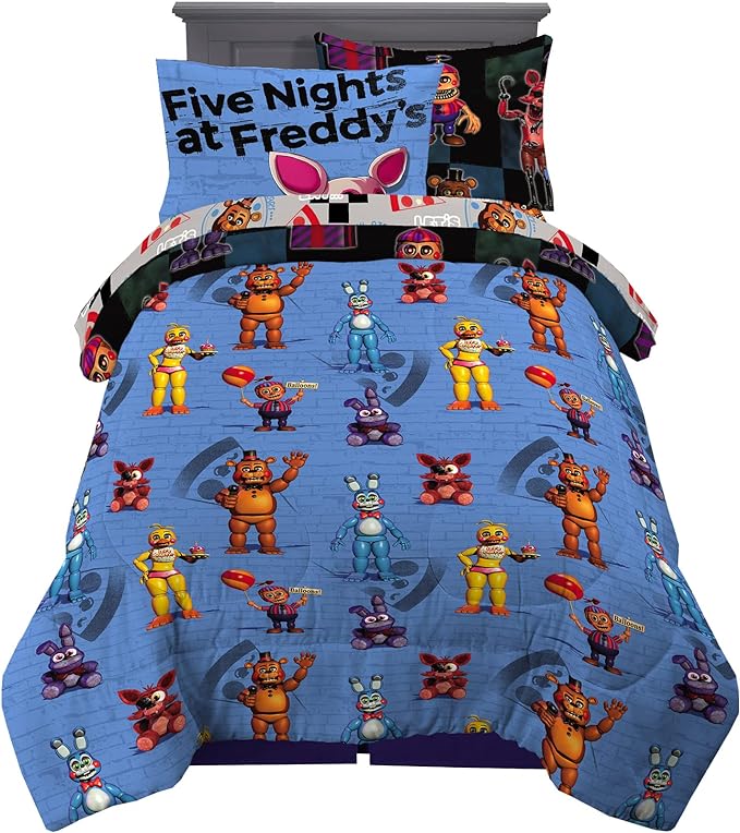 Franco Kids Bedding Super Soft Comforter and Sheet Set with Sham, 5 Piece Twin Size, Five Nights At Freddy's - LeafyLoom